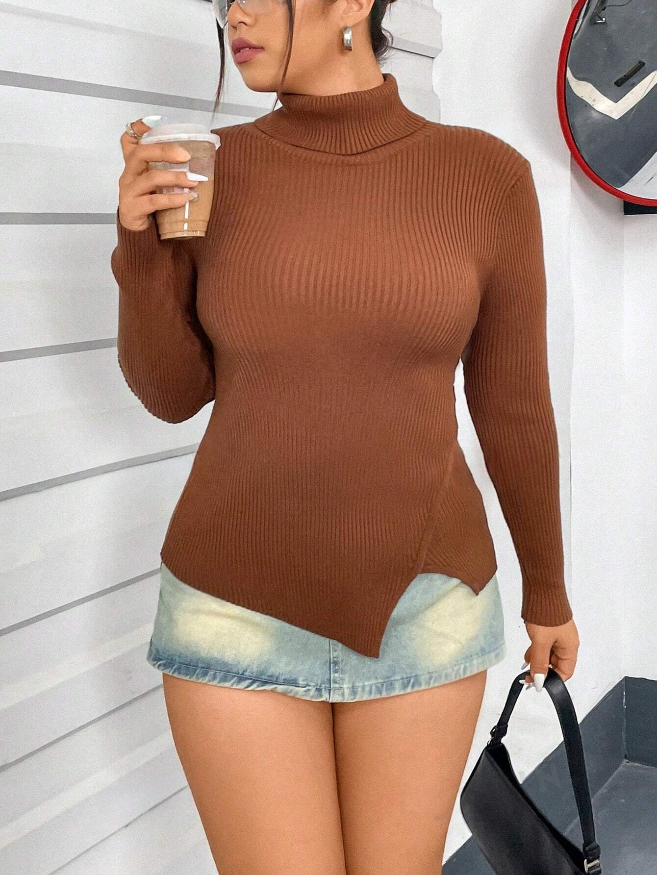 M021 - Suéter De Cuello Alto De Talla Grande