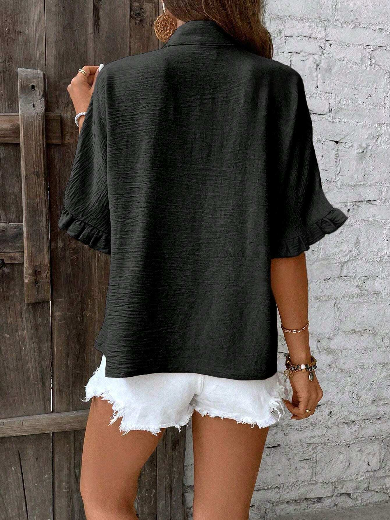 M9004 - Camisa simple diaria y lisa para mujer