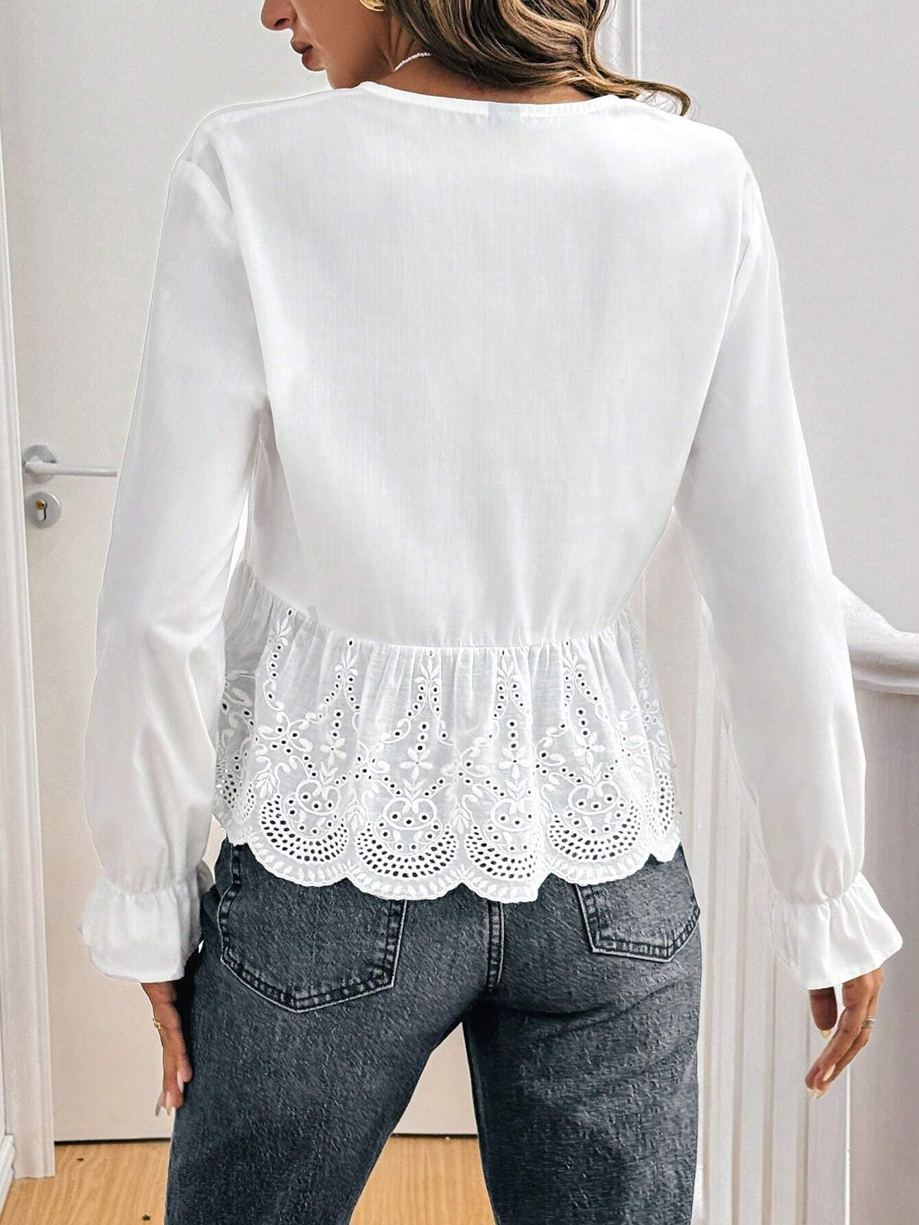 M426 Camisa para mujeres con cintura ajustable, manga larga y unicolor para uso diario sencillo