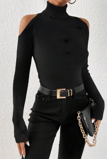 K360- Blusa de manga larga con cuello alto