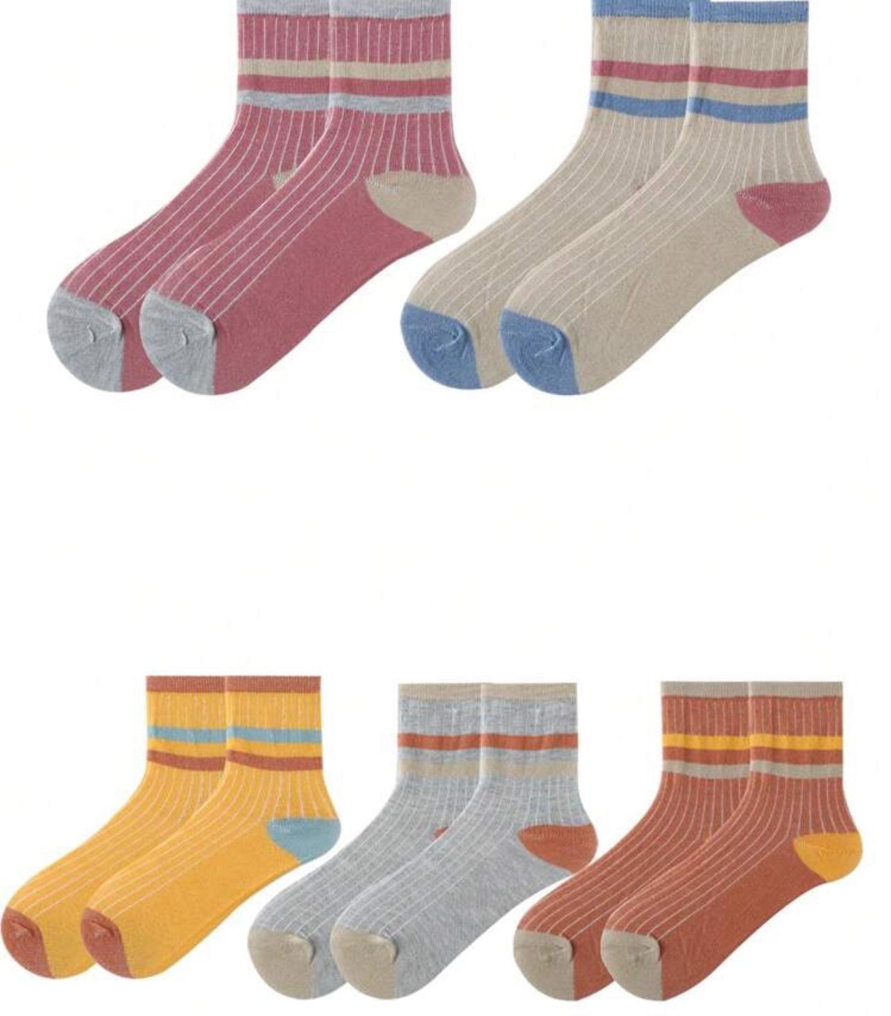 ST5624 - Mujer 5 pares Calcetines tobilleros varios colores