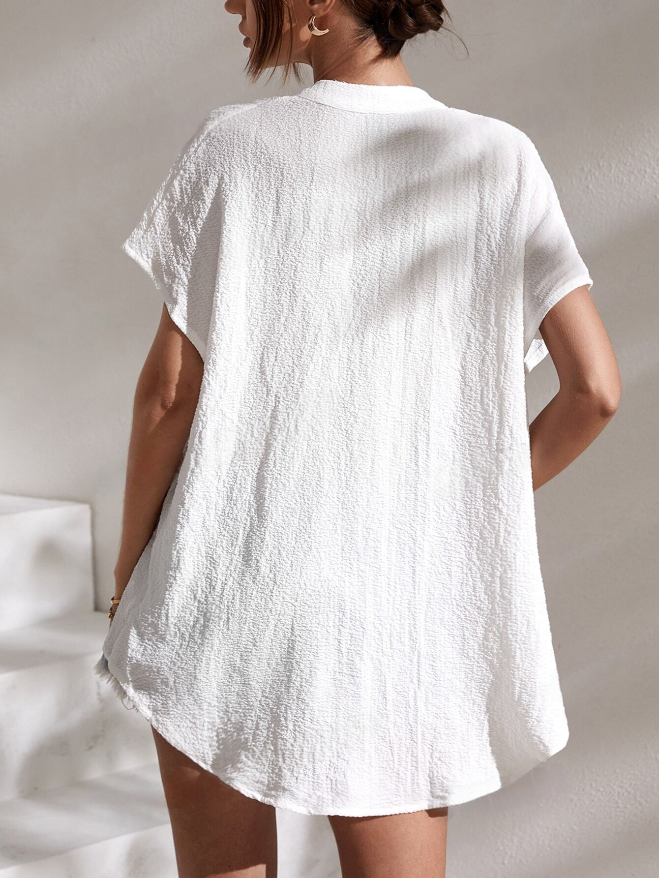 M12 Blusa escote V de manga murciélago