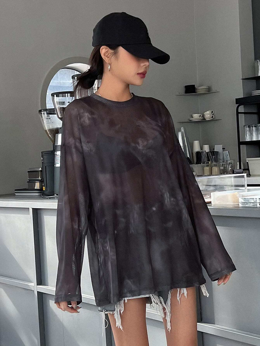 ST1271-  Top De Malla Con Hombro Caído Sin Sujetador