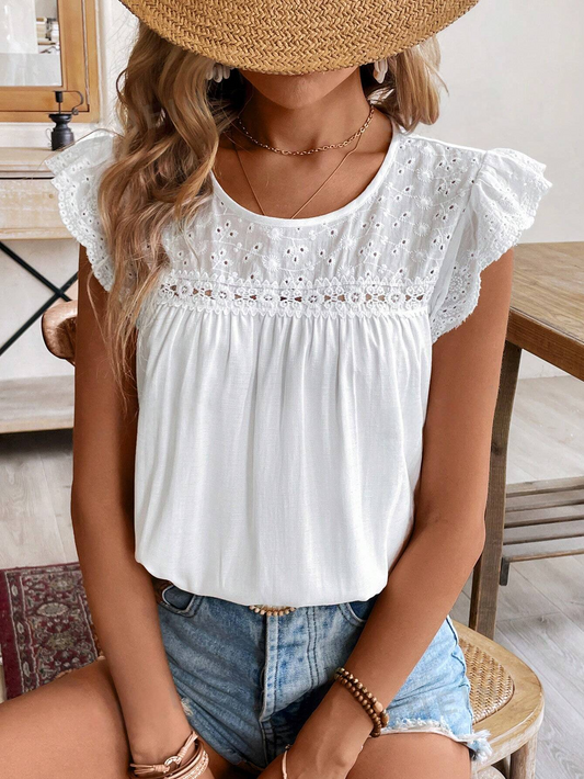 ST424 camisa unicolor bordado encaje patchwork