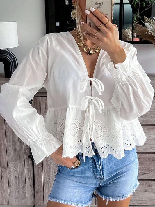 M426 Camisa para mujeres con cintura ajustable, manga larga y unicolor para uso diario sencillo