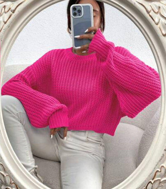 ST358 - Jersey unicolor tejido de canalé de hombros caídos