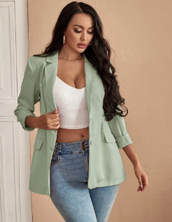 ST305- Blazer de cuello con solapa con botón