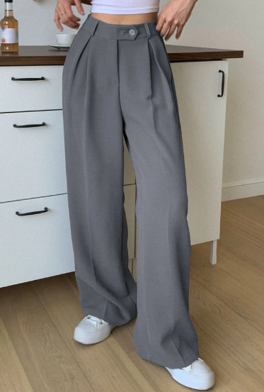 K125 -Pieza Pantalones A Medida De Cintura Alta Con Bolsillos Inclinados (PREVENTA)