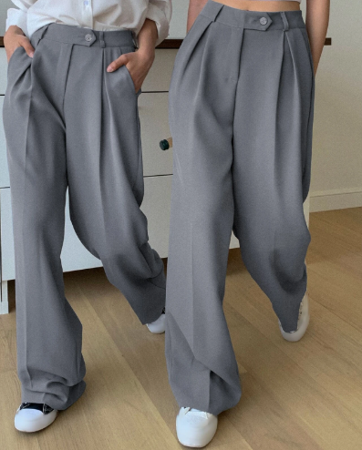 K125 -Pieza Pantalones A Medida De Cintura Alta Con Bolsillos Inclinados (PREVENTA)