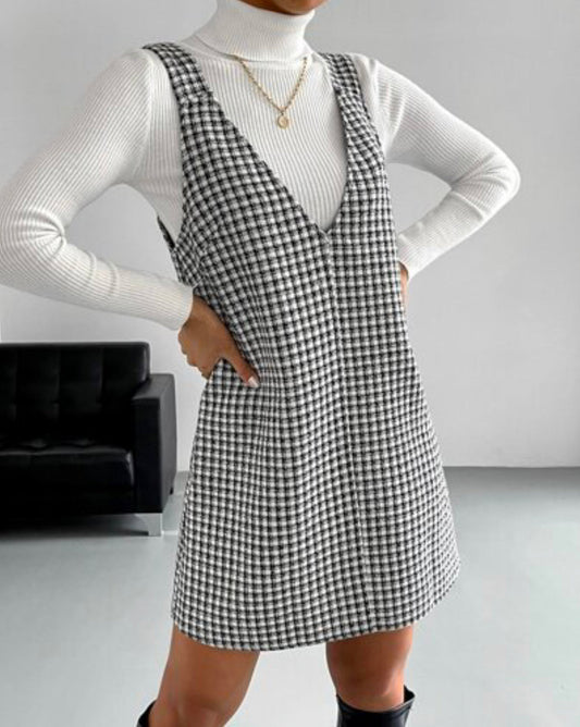 ST901 Vestido overol con estampado de cuadros sin jersey ropa de trabajo