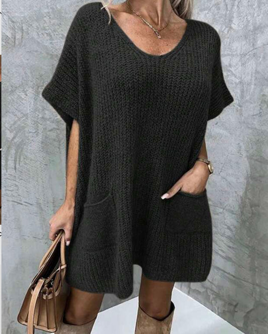 M428 Vestido suéter informal para mujer de unicolor y holgado